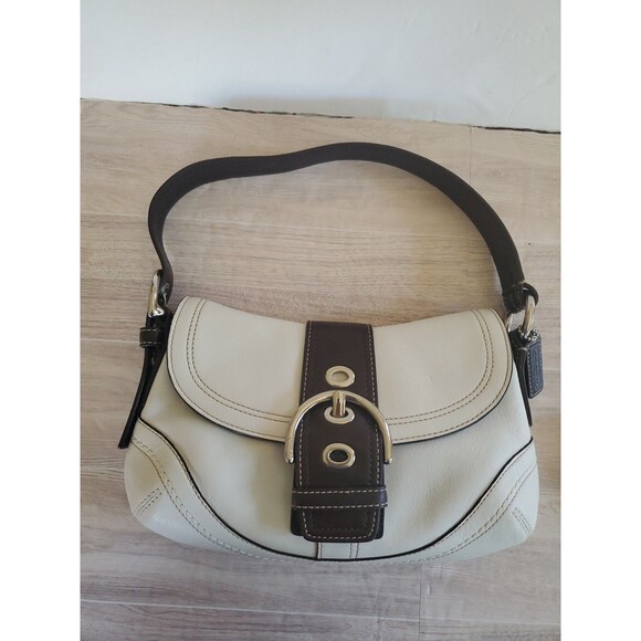 Coach F10909 Winter White Dk Brown Soho Leather Shoulder Bag & Wallet Set 2007 - Picture 2 of 16